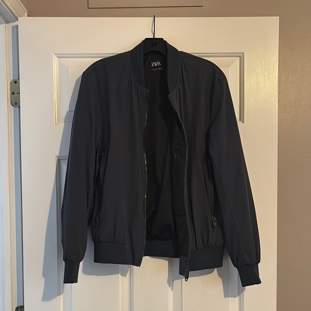 Zara Men's Black Bomber Jacket